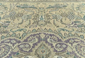 Semi Antique Muted Beige Floral 10X13 Distressed Vintage Oriental Rug