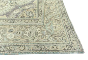 Semi Antique Muted Beige Floral 10X13 Distressed Vintage Oriental Rug