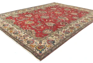 Semi Antique Red Floral 8X11 Distressed Vintage Oriental Rug