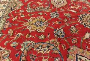 Semi Antique Red Floral 8X11 Distressed Vintage Oriental Rug