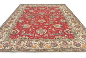 Semi Antique Red Floral 8X11 Distressed Vintage Oriental Rug
