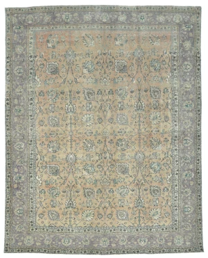 Semi Antique Muted Floral 9'8X12'5 Distressed Vintage Oriental Rug