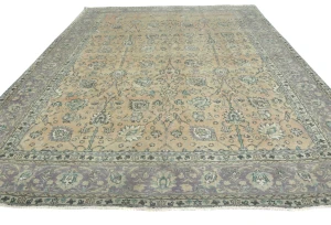 Semi Antique Muted Floral 9'8X12'5 Distressed Vintage Oriental Rug