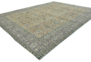 Semi Antique Muted Floral 9'8X12'5 Distressed Vintage Oriental Rug