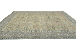 Semi Antique Muted Floral 9'8X12'5 Distressed Vintage Oriental Rug