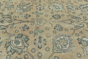 Semi Antique Muted Floral 9'8X12'5 Distressed Vintage Oriental Rug
