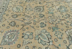 Semi Antique Muted Floral 9'8X12'5 Distressed Vintage Oriental Rug