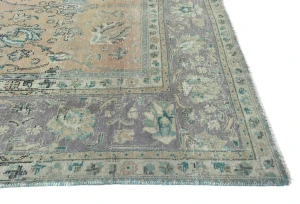 Semi Antique Muted Floral 9'8X12'5 Distressed Vintage Oriental Rug