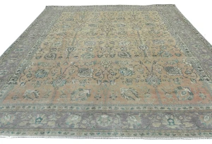 Semi Antique Muted Floral 9'8X12'5 Distressed Vintage Oriental Rug