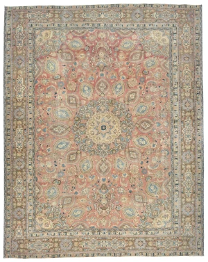 Semi Antique Muted Floral 10X13 Distressed Vintage Oriental Rug