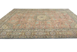 Semi Antique Muted Floral 10X13 Distressed Vintage Oriental Rug