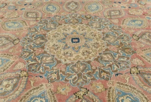 Semi Antique Muted Floral 10X13 Distressed Vintage Oriental Rug