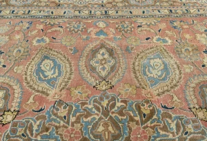 Semi Antique Muted Floral 10X13 Distressed Vintage Oriental Rug