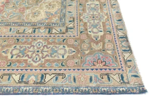 Semi Antique Muted Floral 10X13 Distressed Vintage Oriental Rug
