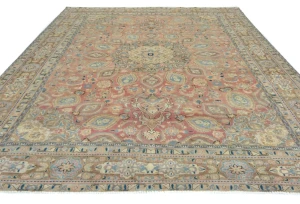 Semi Antique Muted Floral 10X13 Distressed Vintage Oriental Rug