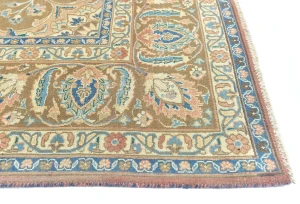 Semi Antique Muted Coral Floral 10X13 Distressed Vintage Oriental Rug