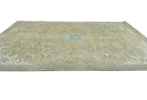 Semi Antique Muted Khaki Floral 7X10 Distressed Vintage Oriental Rug