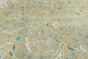 Semi Antique Muted Khaki Floral 7X10 Distressed Vintage Oriental Rug