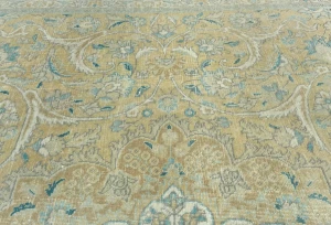 Semi Antique Muted Khaki Floral 7X10 Distressed Vintage Oriental Rug