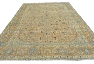 Semi Antique Muted Light Salmon Floral 8X11 Distressed Vintage Oriental Rug