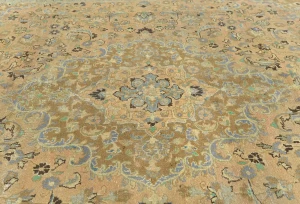 Semi Antique Muted Light Salmon Floral 8X11 Distressed Vintage Oriental Rug