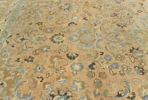 Semi Antique Muted Light Salmon Floral 8X11 Distressed Vintage Oriental Rug