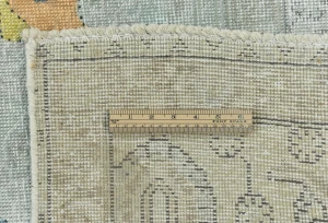 Antique Muted Beige Floral 9X12 Distressed Vintage Oriental Rug