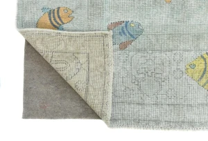 Antique Muted Beige Floral 9X12 Distressed Vintage Oriental Rug