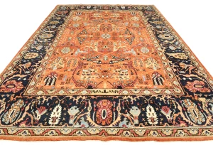 Orange Floral Tribal 9X12 Oushak Chobi Oriental Rug