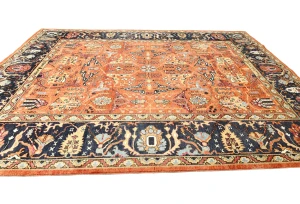 Orange Floral Tribal 9X12 Oushak Chobi Oriental Rug