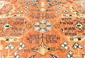 Orange Floral Tribal 9X12 Oushak Chobi Oriental Rug