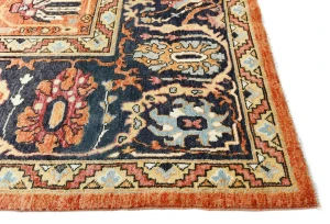Orange Floral Tribal 9X12 Oushak Chobi Oriental Rug