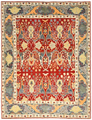 Red Floral 8X10 Oushak Chobi Oriental Rug