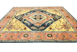 Navy Geometric 8X10 Heriz Serapi Oriental Rug