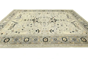 Muted Gray Tribal 9X12 Oushak Chobi Oriental Rug