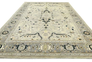 Muted Gray Tribal 9X12 Oushak Chobi Oriental Rug