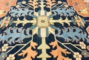 Navy Geometric Tribal 9X12 Heriz Serapi Oriental Rug