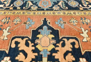 Navy Geometric Tribal 9X12 Heriz Serapi Oriental Rug