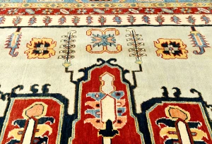 Cream Geometric Tribal 10X14 Heriz Serapi Oriental Rug