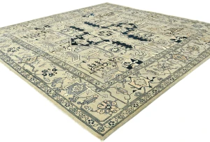 Greige Tribal Geometric 8X8 Heriz Serapi Oriental Square Rug