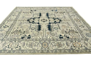 Greige Tribal Geometric 8X8 Heriz Serapi Oriental Square Rug