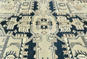 Greige Tribal Geometric 8X8 Heriz Serapi Oriental Square Rug