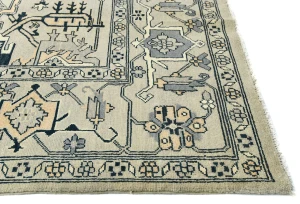 Greige Tribal Geometric 8X8 Heriz Serapi Oriental Square Rug