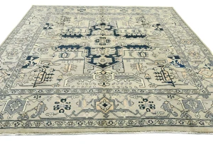 Greige Tribal Geometric 8X8 Heriz Serapi Oriental Square Rug