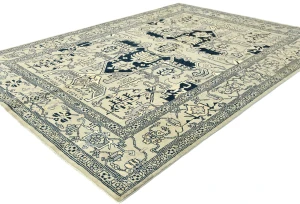 Greige Tribal Geometric 6X9 Heriz Serapi Oriental Rug