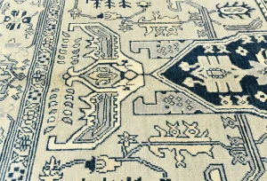 Greige Tribal Geometric 6X9 Heriz Serapi Oriental Rug