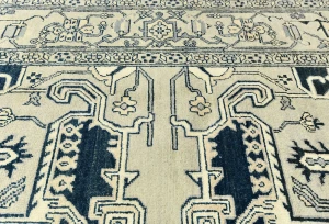 Greige Tribal Geometric 6X9 Heriz Serapi Oriental Rug