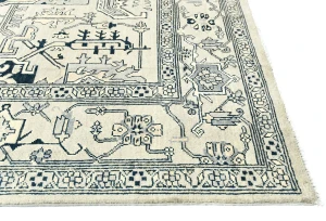 Greige Tribal Geometric 6X9 Heriz Serapi Oriental Rug