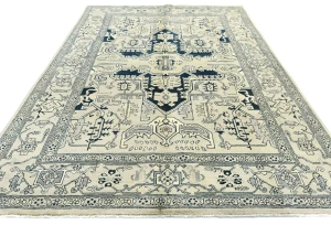 Greige Tribal Geometric 6X9 Heriz Serapi Oriental Rug