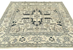 Greige Tribal Geometric 6X6 Heriz Serapi Oriental Square Rug